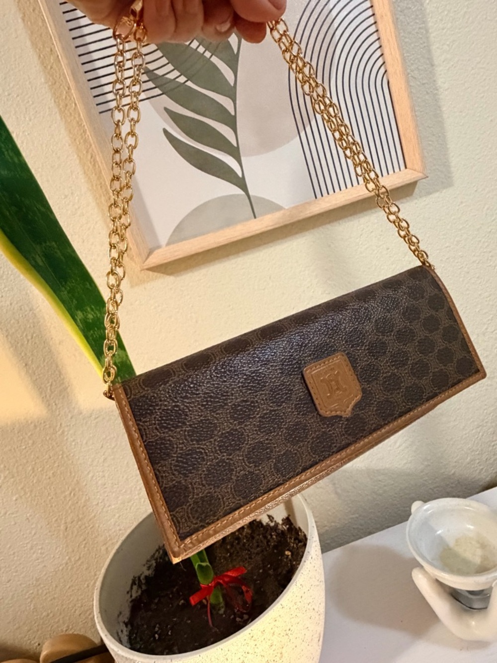 Celine Vintage Triomphe Monogram Wallet on Chain  ✨